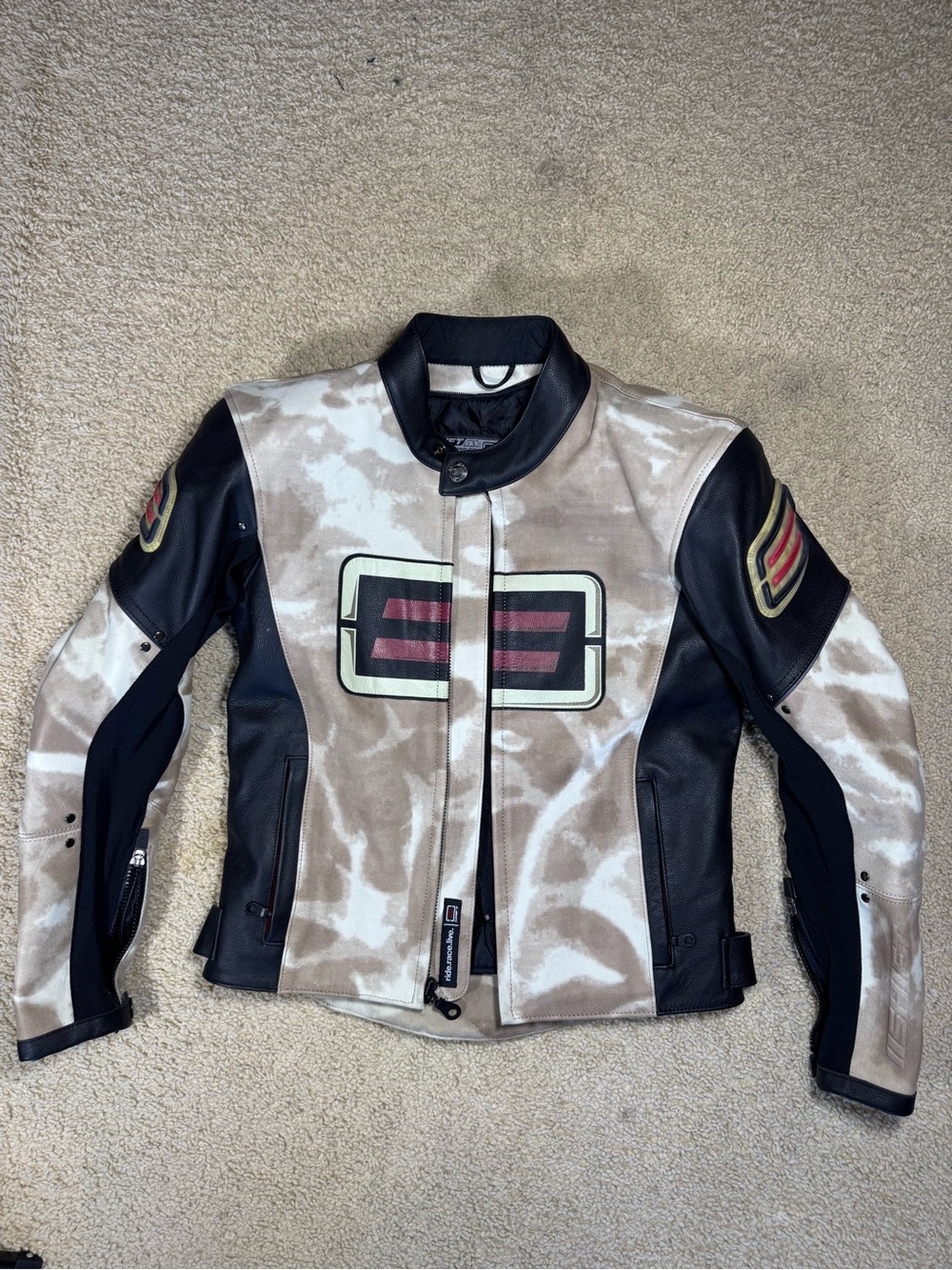 SHIFT Padded All Leather Motorcycle Jacket Street Racing Desert Camo Tan XS New